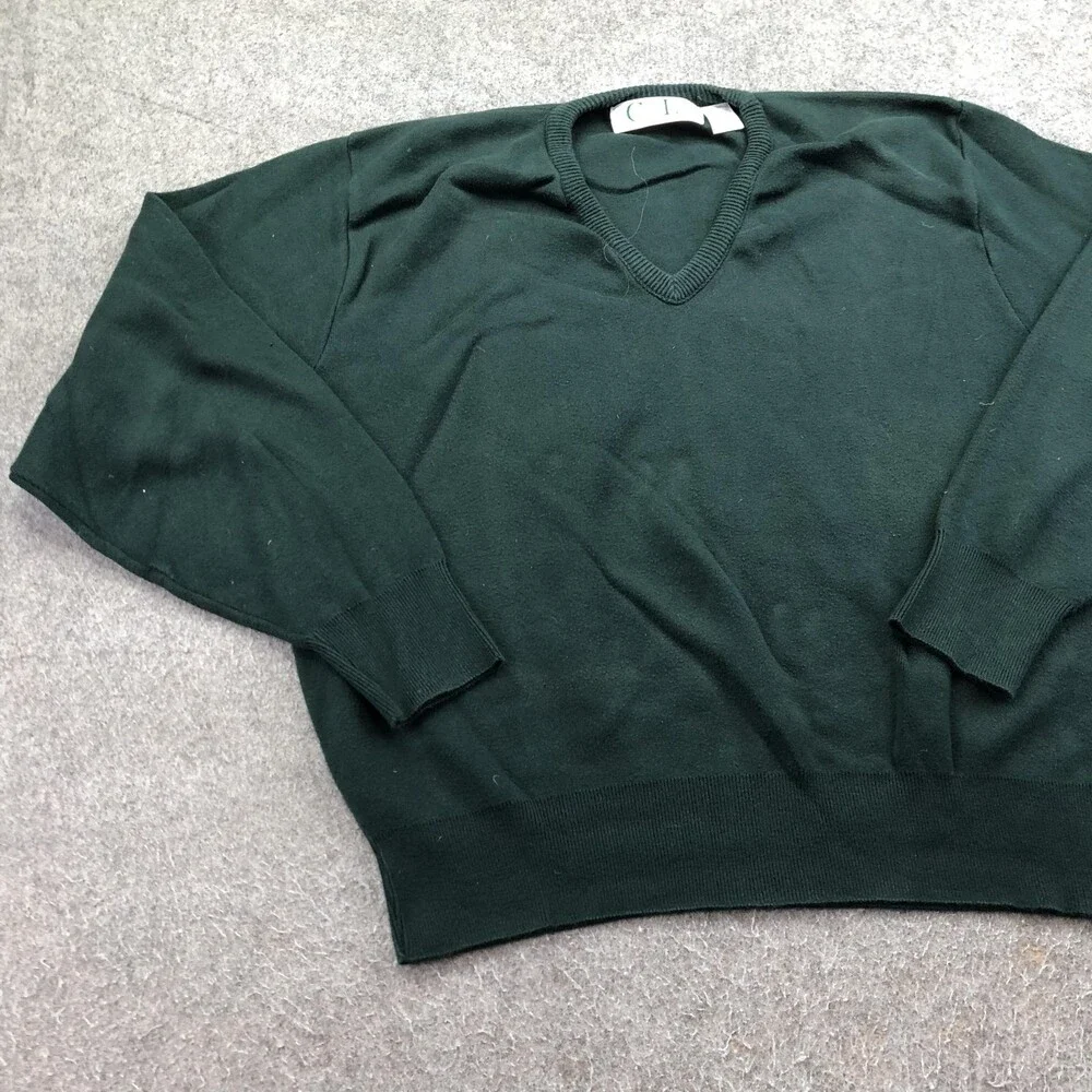Vintage Cypress Links Sweater Mens Large Green V Neck Cotton Knit Golf USA